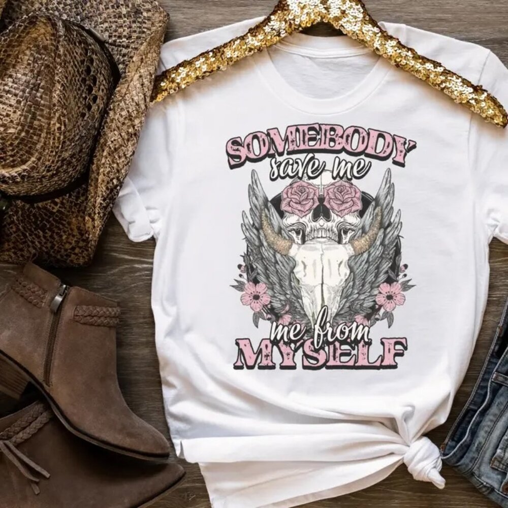 Jelly Roll Somebody Save Me Graphic Lyric Tee NWOT Large